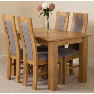 Hampton Small Oak Extending Dining Table with 4 Stanford Oak Chairs
