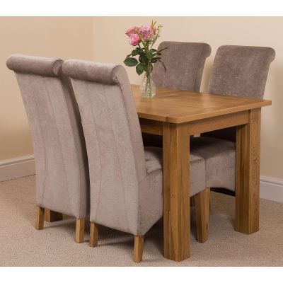 Hampton Small Oak Extending Dining Table with 4 Montana Grey Fabric Chairs