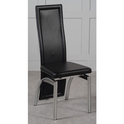 Alisa Black Leather Dining Chair | High Back