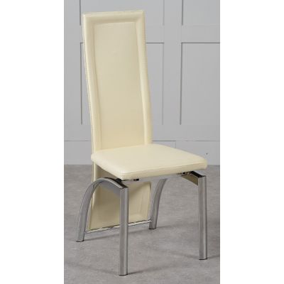 Alisa Ivory Leather Dining Chair | High Back