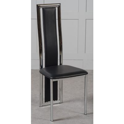 Elsa Black Leather Dining Chair | High Back