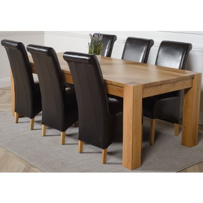 Dining table and 6 best sale leather chairs