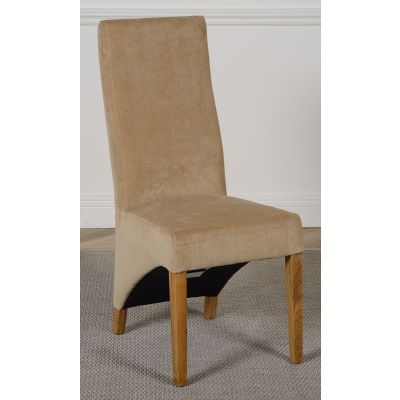 Lola Beige Fabric Dining Chair | Curved Back