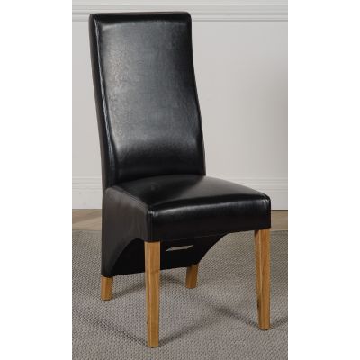 Lola Black Leather Dining Chair | Curved Back