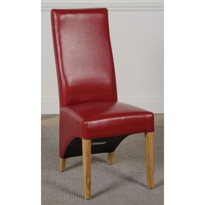 Lola Burgundy Leather Dining Chair | Curved Back