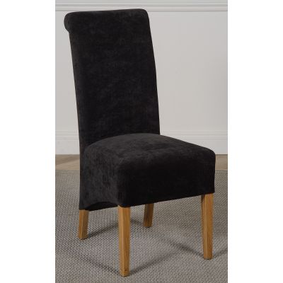 Montana Black Fabric Dining Chair | Scroll Top