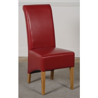 Montana Burgundy Leather Dining Chair | Scroll Top