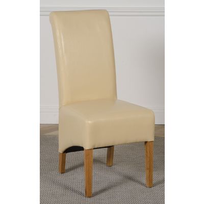 Montana Ivory Leather Dining Chair | Scroll Top