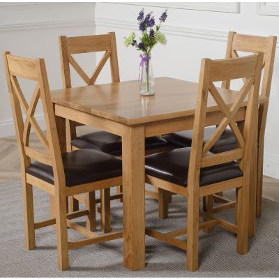 Oslo 90 x 90cm Small Square Oak Dining Set with 4 Berkeley Oak Chairs