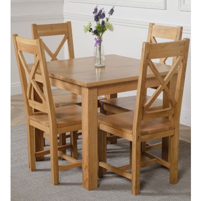 Oslo 90 x 90cm Small Square Oak Dining Set with 4 Berkeley Oak Chairs