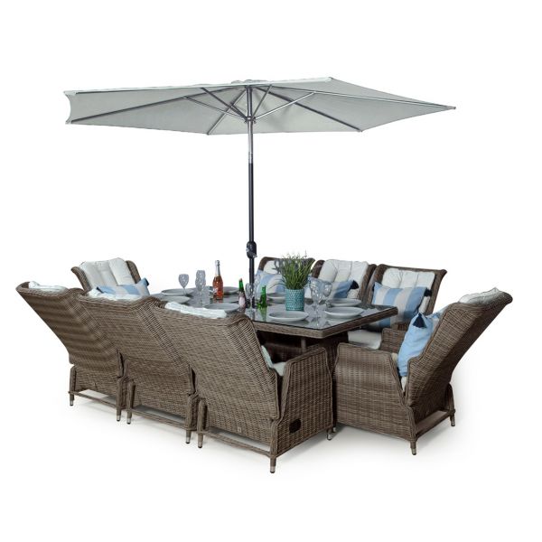 Dorset Reclining Signature Weave 8 Seater Rectangle Rattan Dining Set