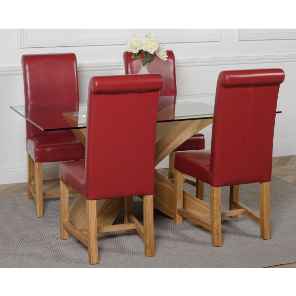 Red leather dining on sale room chairs