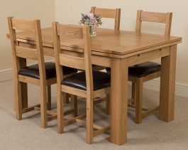 oak extending table and 4 chairs