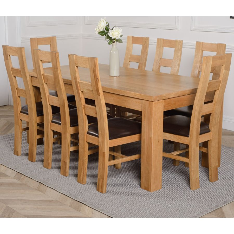 Large oak dining table seats deals 8