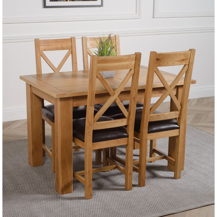 Hampton Small Oak Extending Dining Table with 4 Berkeley Oak Chairs ...