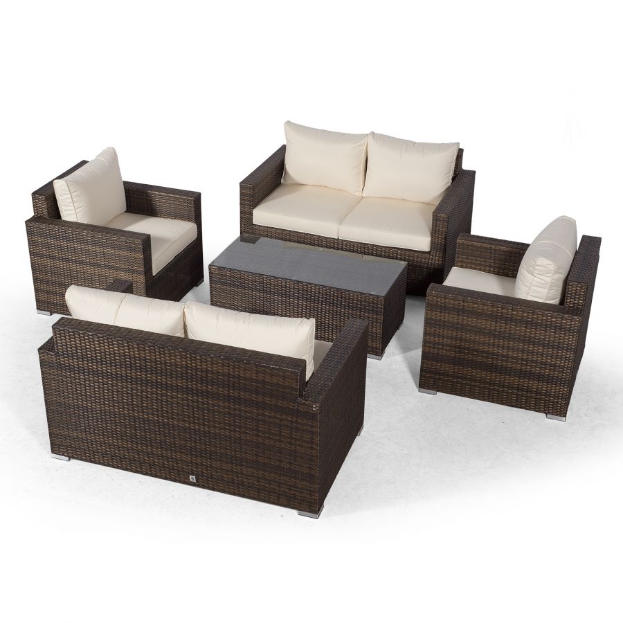 Wicker loveseat online and table