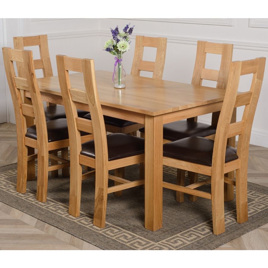 Oslo Medium Oak Dining Set with 6 Yale Oak Chairs | Oak Furniture King