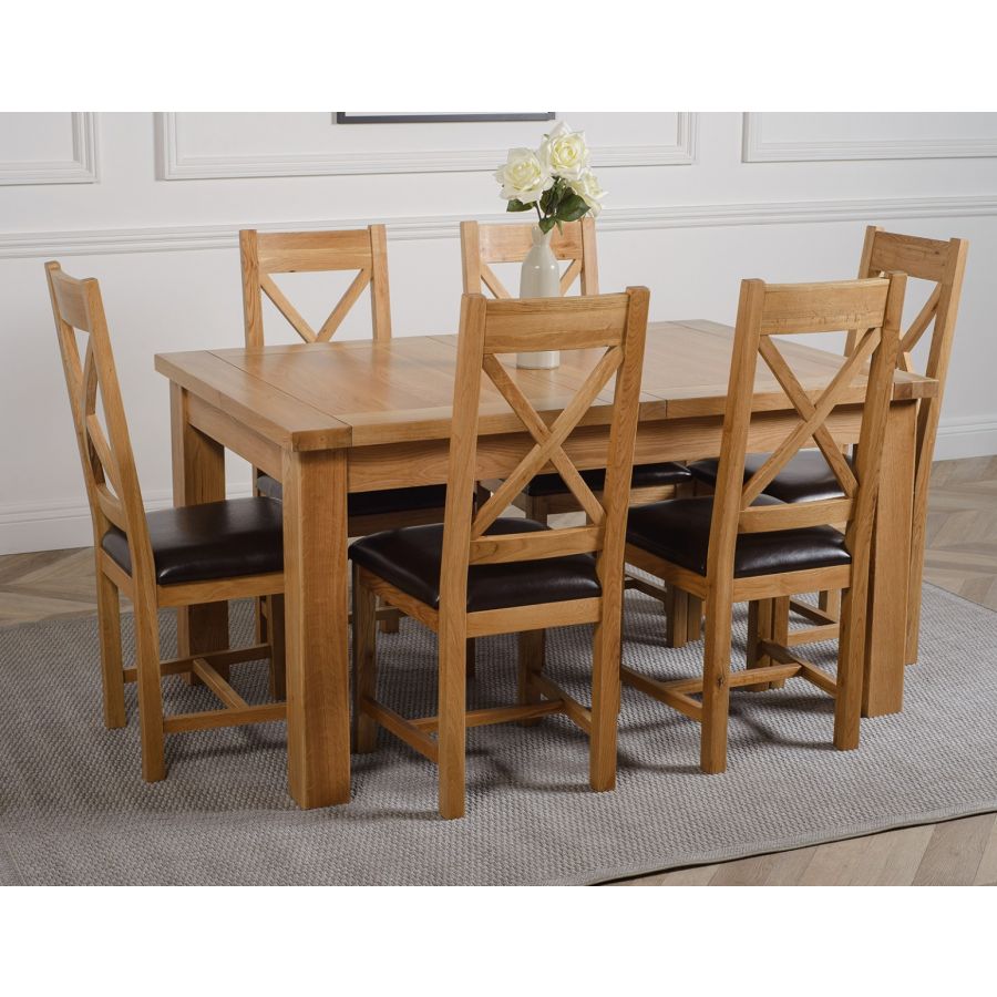 Seattle Oak Extending Dining Table with 6 Berkeley Oak Chairs | Oak ...